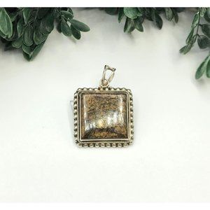 Vintage pendant 925 square bronzite stone